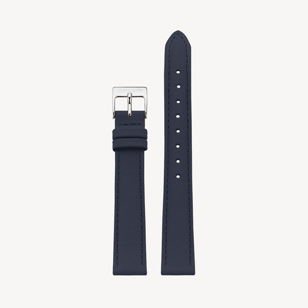 Night Blue Leather Strap - Silver / 14mm