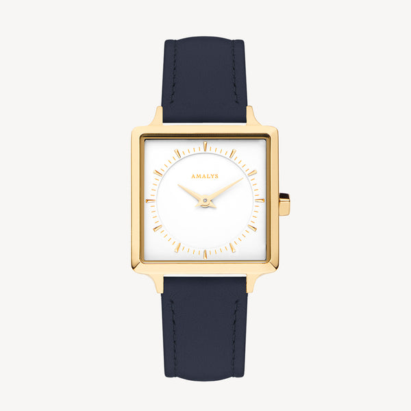 Night Blue Leather Strap - Gold / 14mm