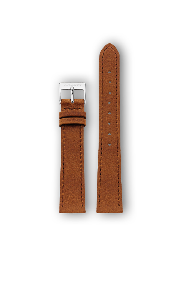 Tobacco Leather Strap - Silver / 16mm