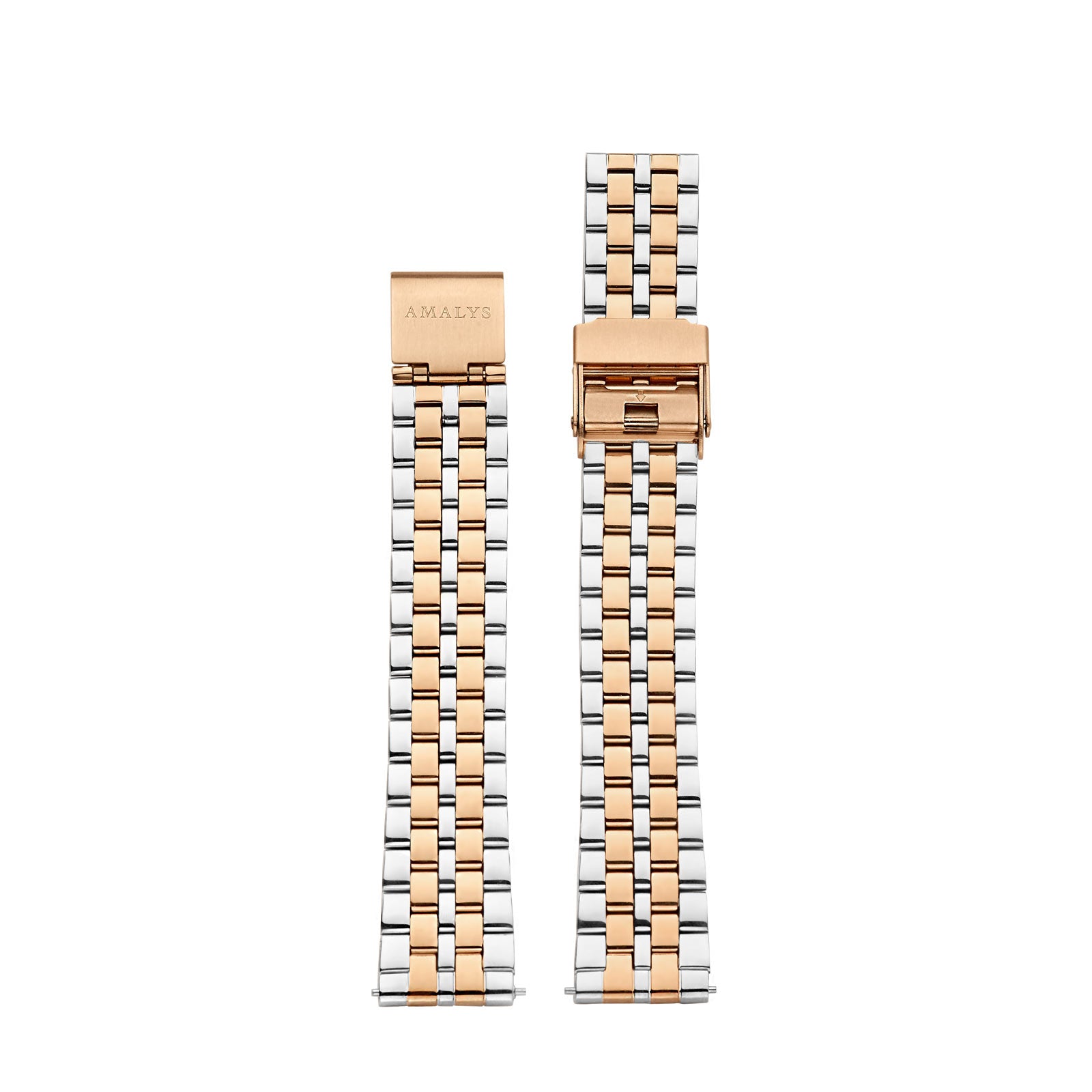 Silver & Rose Gold Steel Link Strap / 16mm