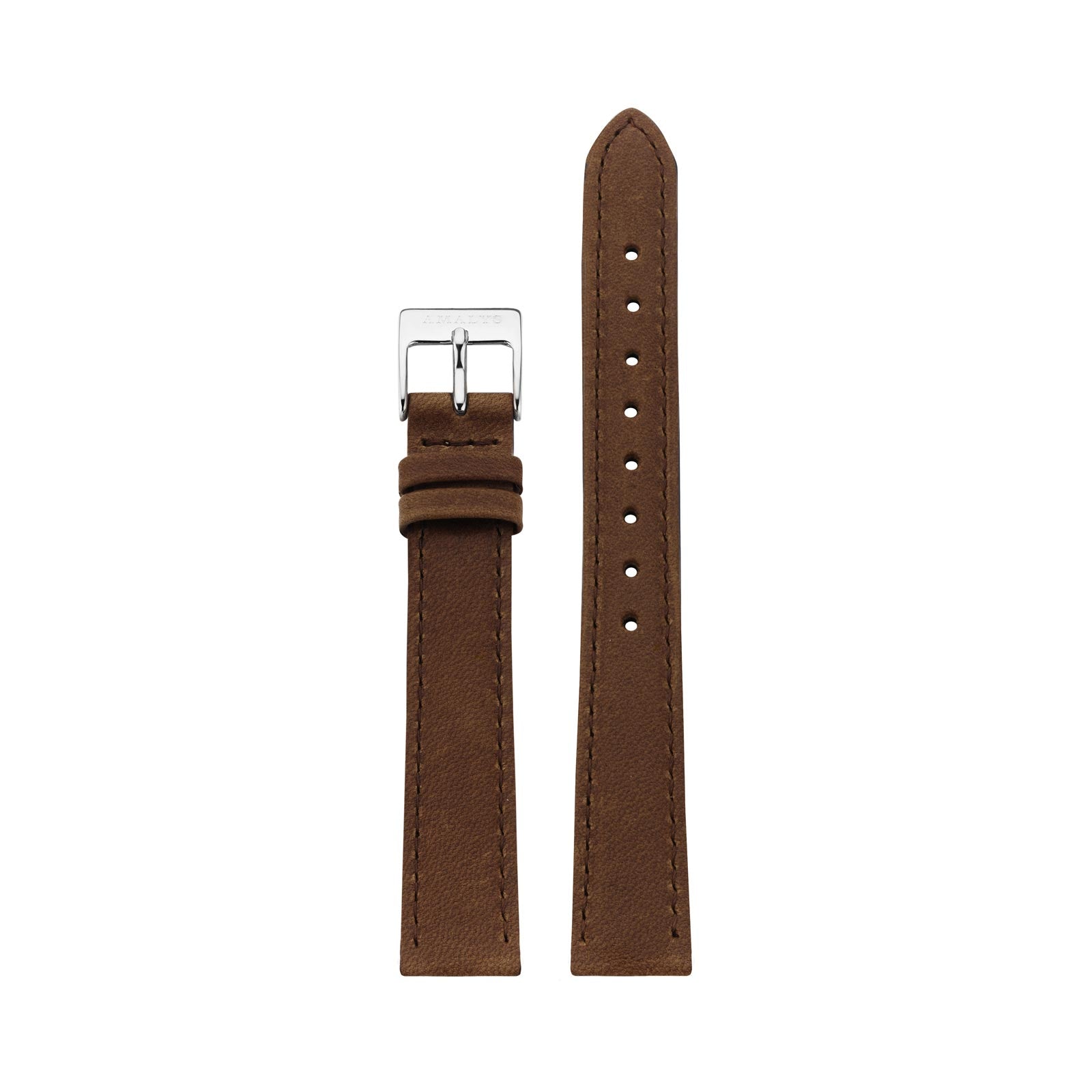 Tobacco Leather Strap - Silver / 14mm