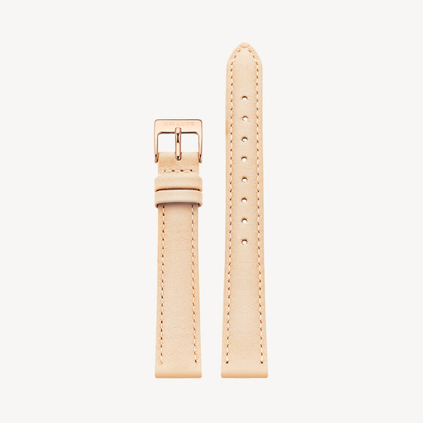 Bracelet Cuir Beige - Or Rose / 14mm