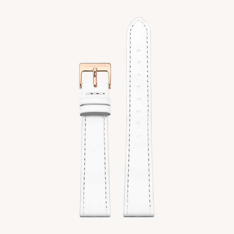 White Leather Strap - Rose Gold / 16mm