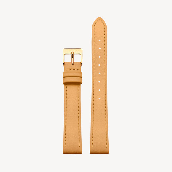 Ocher Yellow Leather Strap - Gold / 16mm