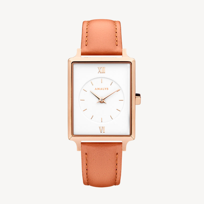 Peach Leather Strap - Rose Gold / 14mm