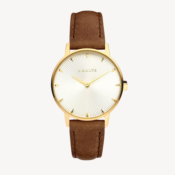 Tobacco Leather Strap - Gold / 16mm