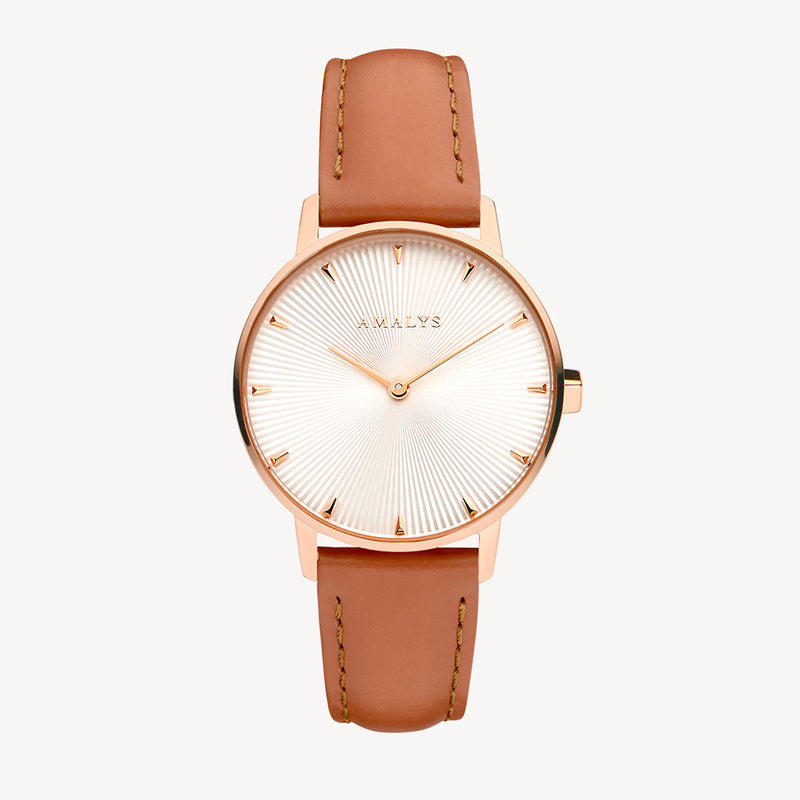 Peach Leather Strap - Rose Gold / 16mm