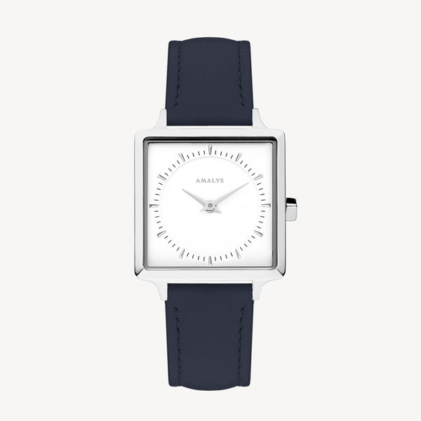 Night Blue Leather Strap - Silver / 14mm